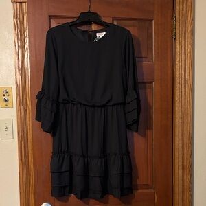 ANDREE BY UNIT Elegant Black Ruffle Sleeve Dress